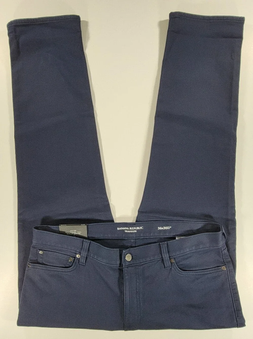 NEW Banana Republic Slim Fit Cotton Traveler Pant Stetch Navy Blue 36x30